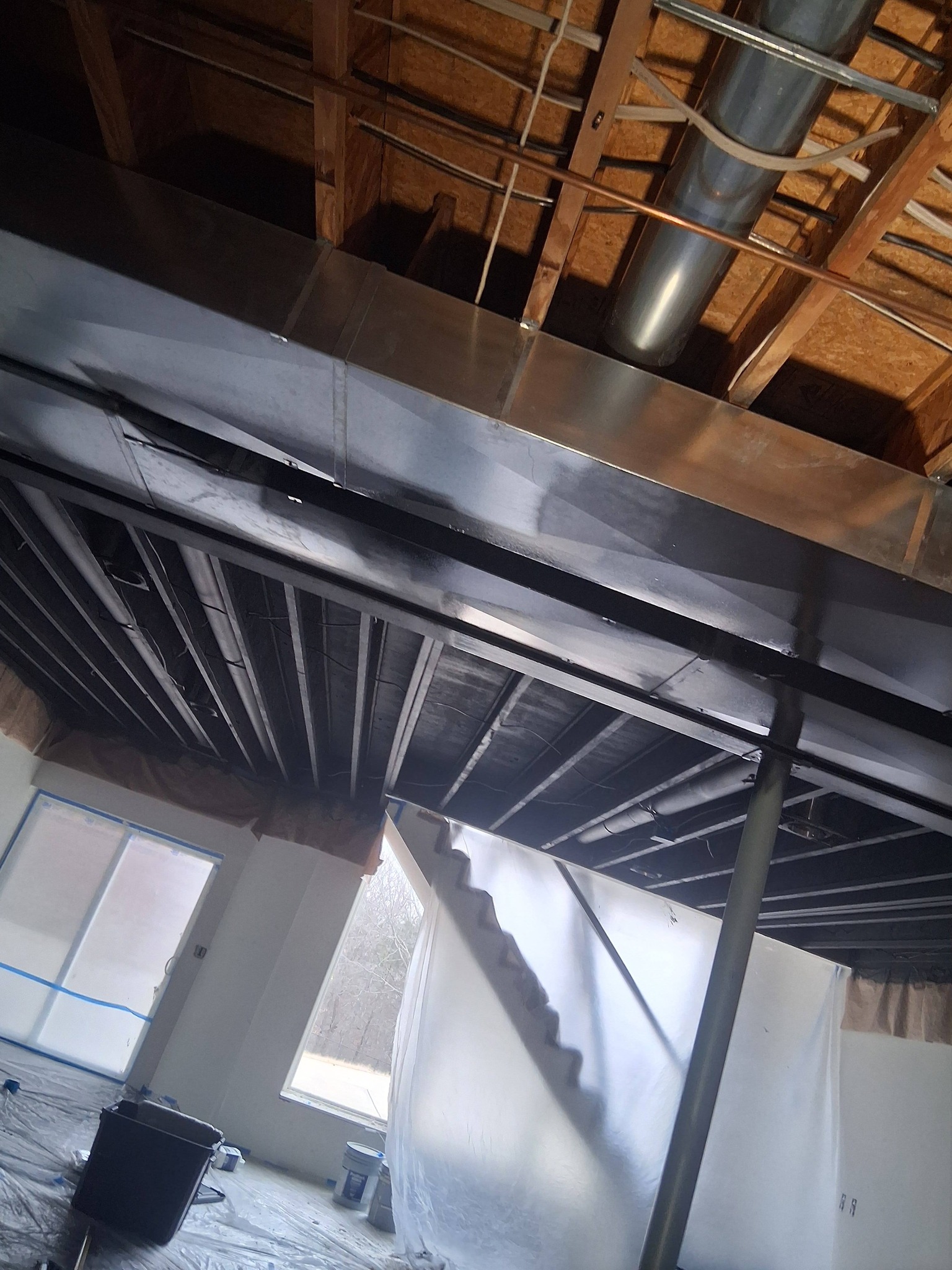 Ceiling painting project with bright even finish