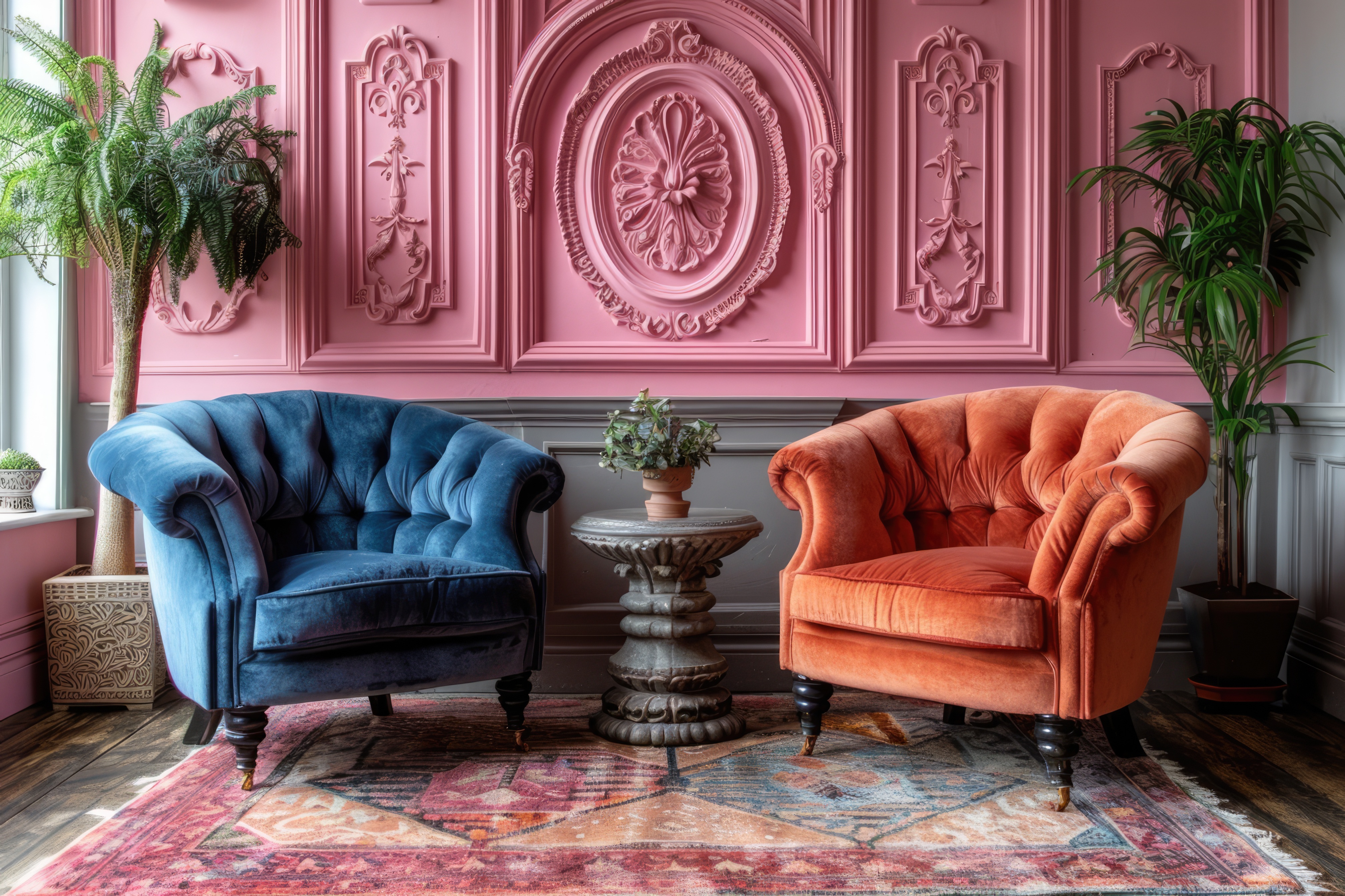 Interior room with detailed trim and smooth painted walls