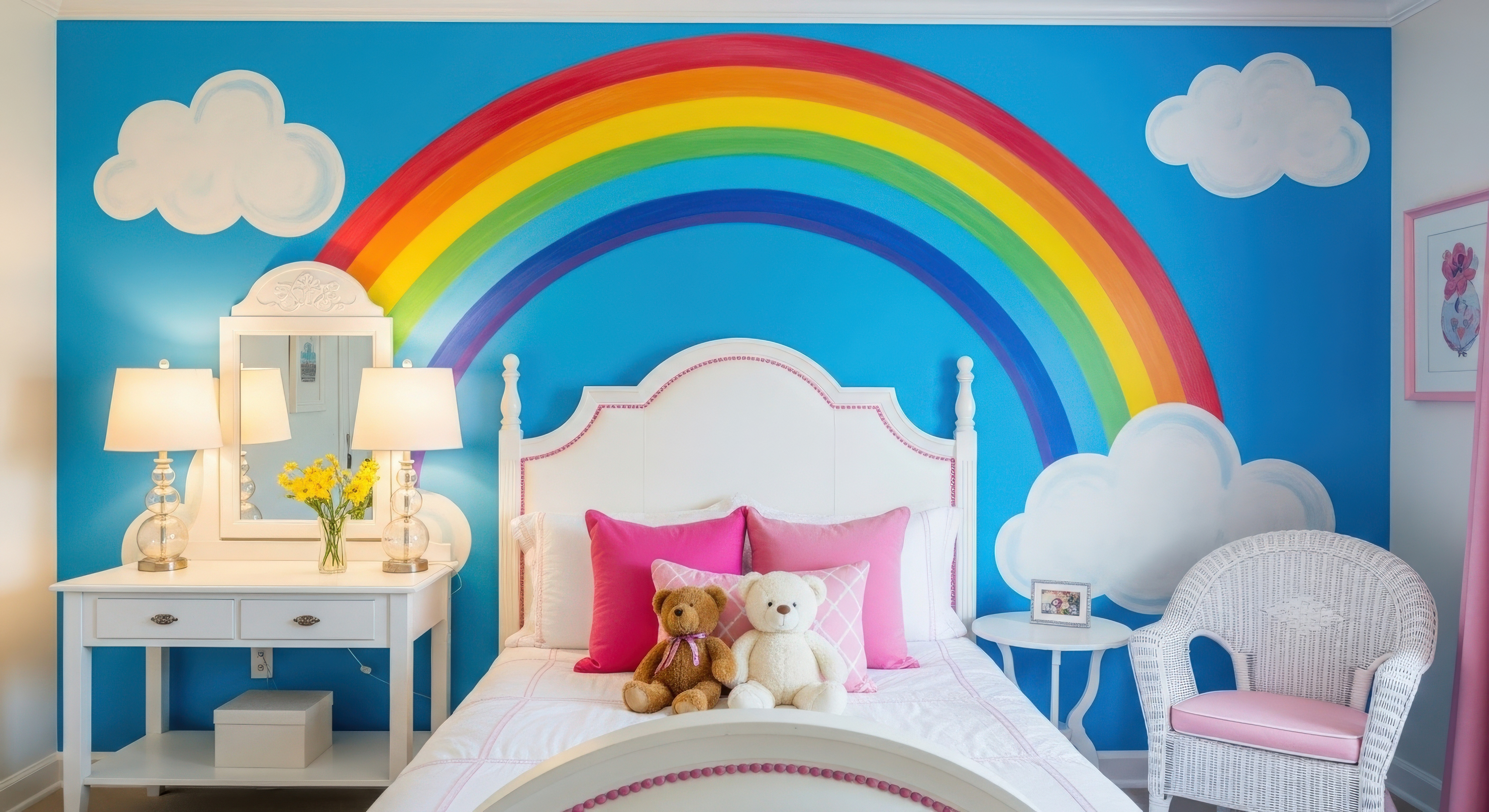 Kids room painting project with bright walls